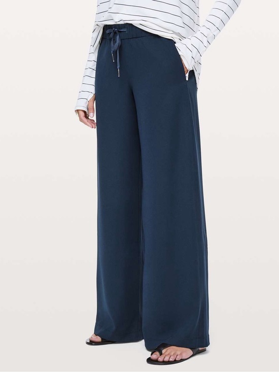 lululemon athletica Pants - lululemon athletica On the Fly Navy Drawstring Wide-Leg Pants 12